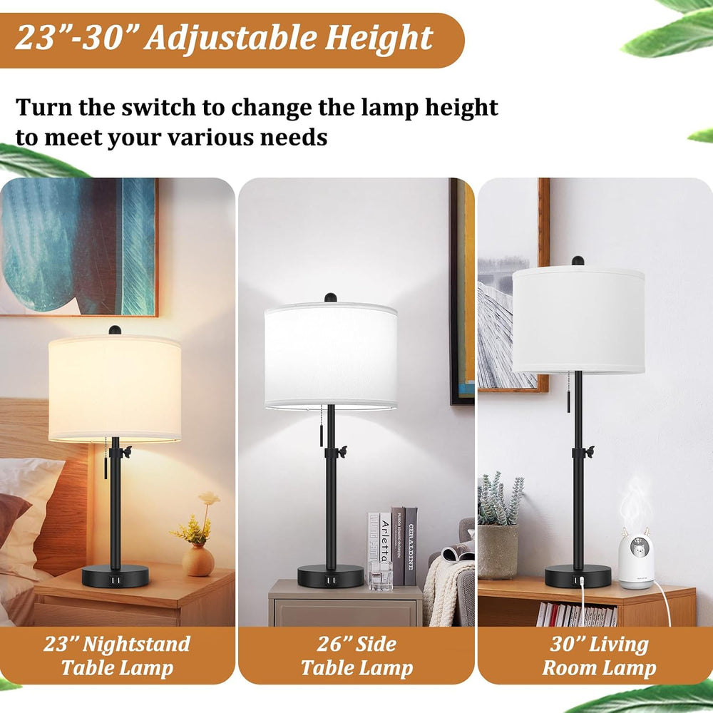 Kondras Table Lamp for Bedroom, 23" to 30" Height Adjustable Bedsid...