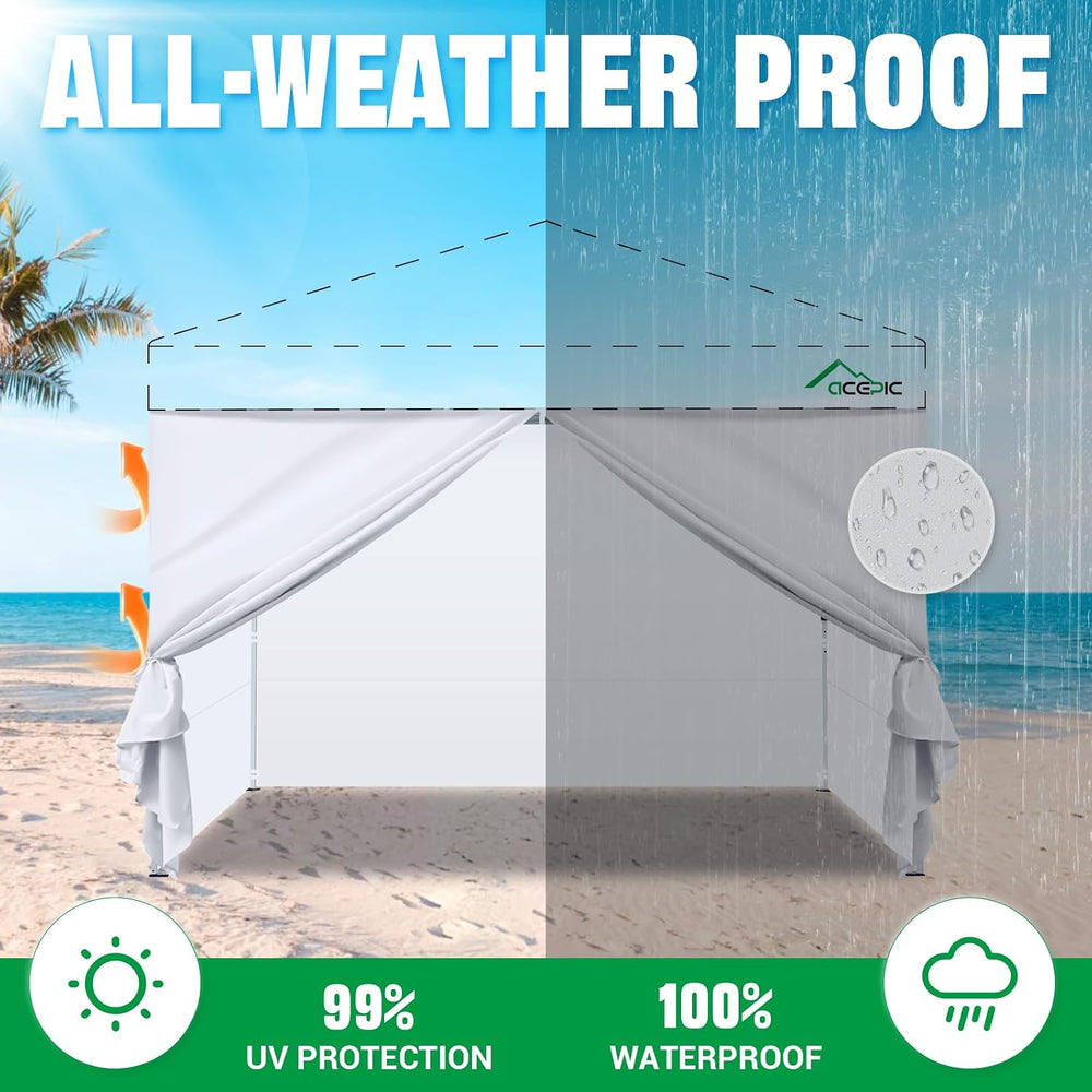 ACEPIC 10x10ft Sidewalls with Door for Canopy, Black(4PCS Sidewalls Only)