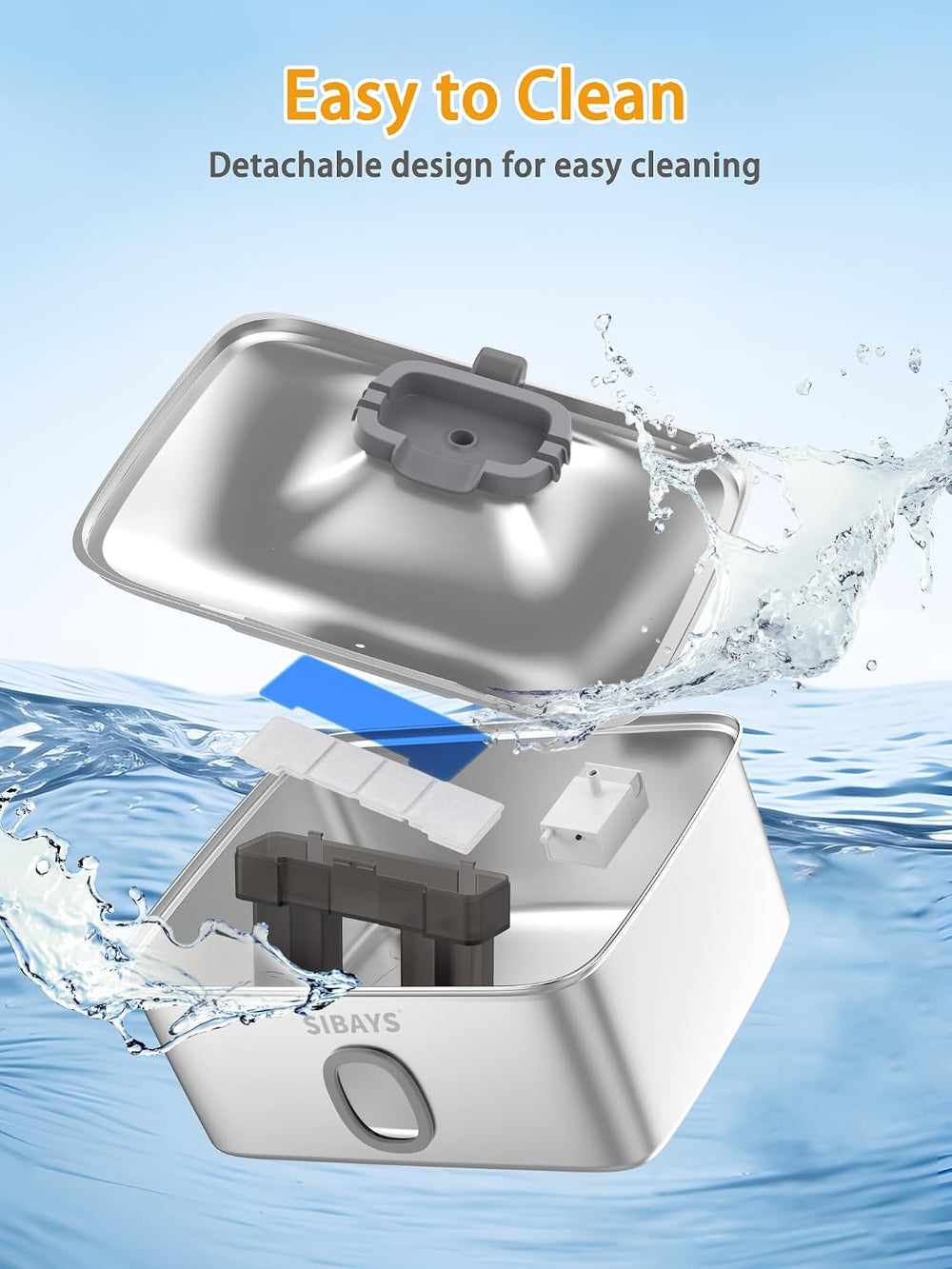 SIBAYS 4Gal/15L Large Dog Water Fountain, Stainless Steel Pet Fountain with W...