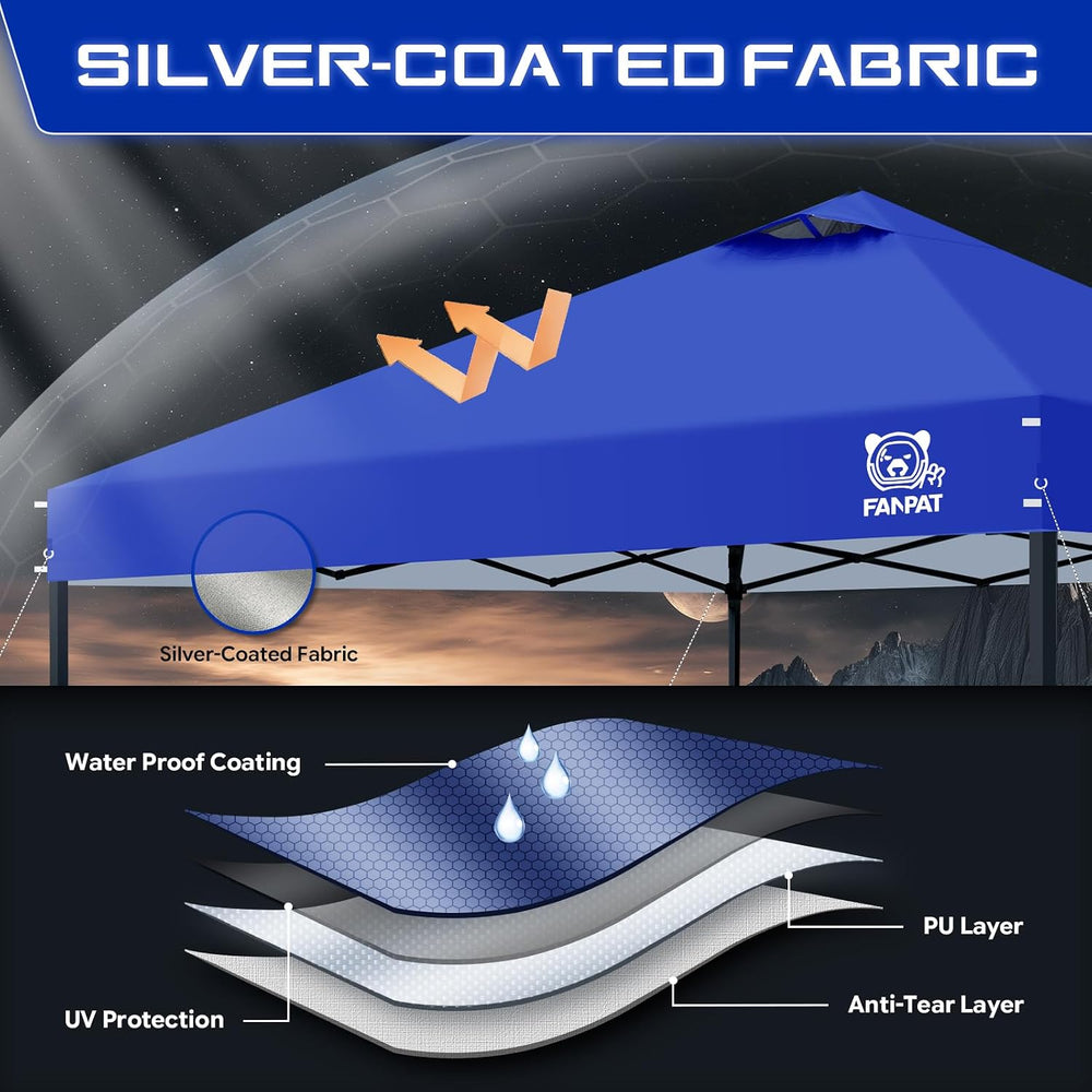 FANPAT 10x10 Pop Up Canopy Tent, Instant Portable Shelter, Blue 10x10