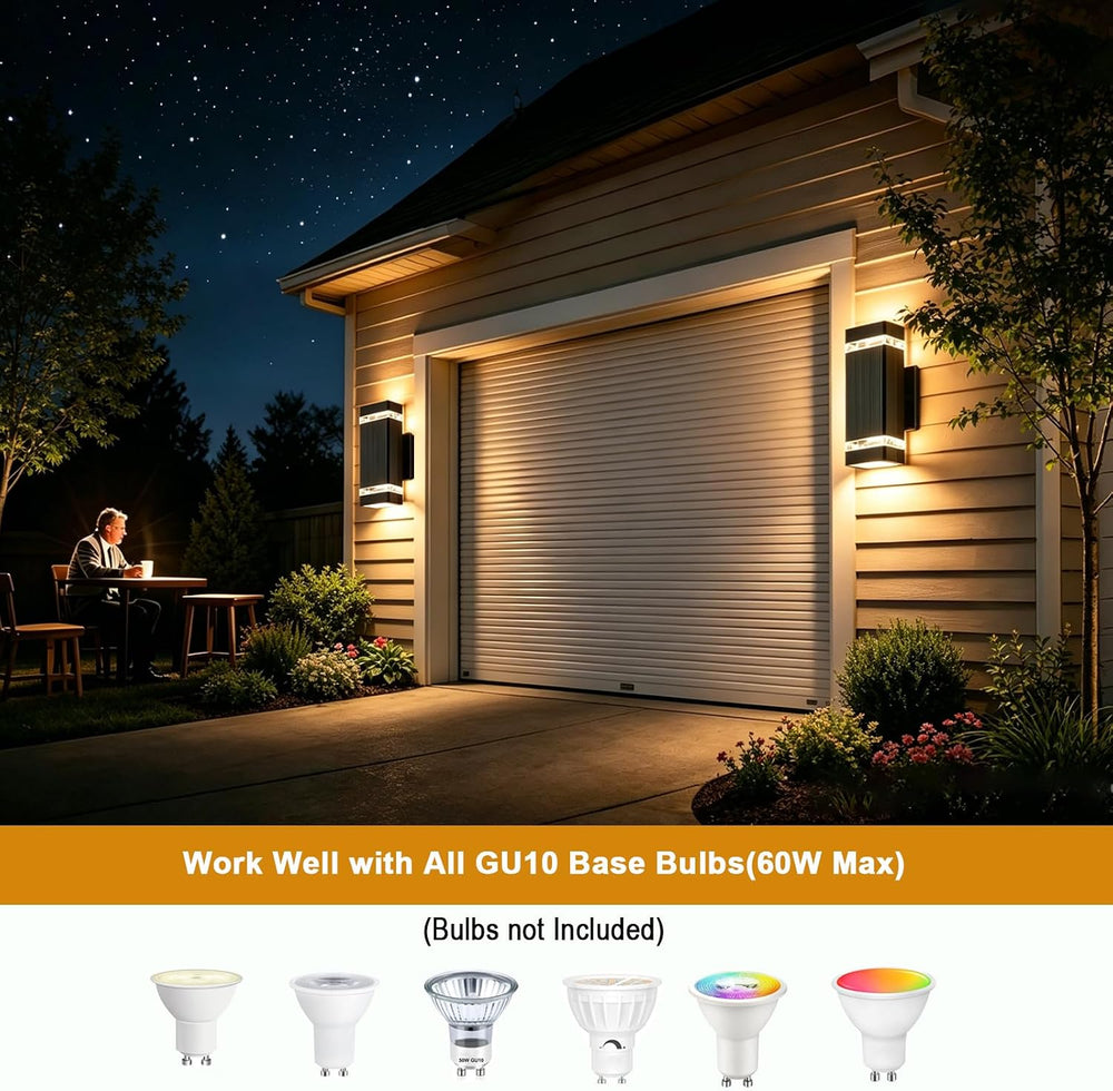 iYogaled Up and Down Outdoor Wall Lights, 2 Pack Black Modern Porch Lights