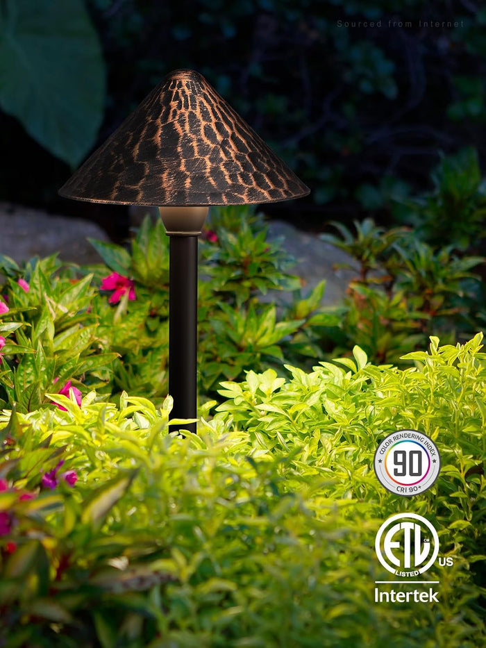 LEONLITE 4-Pack 3000K Low Voltage LED Path Light Vintage Golden Texture
