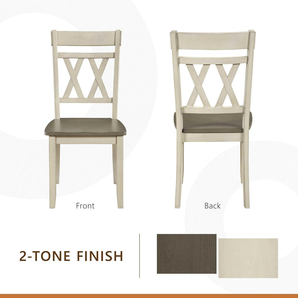 Lexicon Wood Dining Chair, Set of 2,Greywash/Antique White