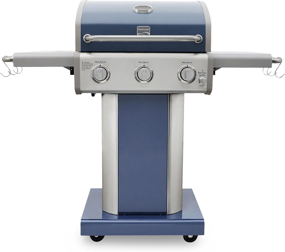 Kenmore 3-Burner Propane BBQ Grill, 30,000 BTUs Gas Grill with Cast Iron Cook...