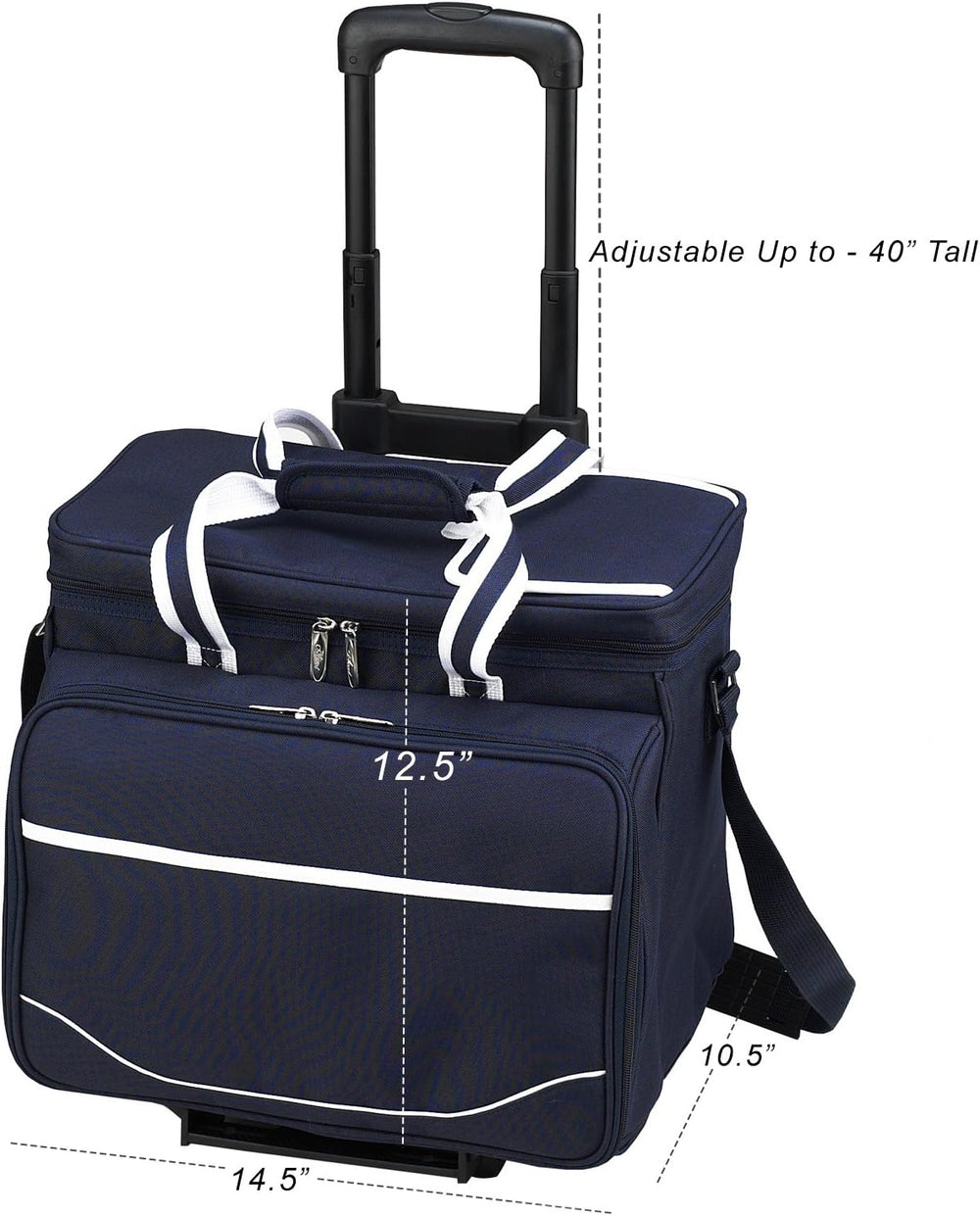Picnic at Ascot Original Insulated Picnic Cooler with Service for 4 on Wheels...