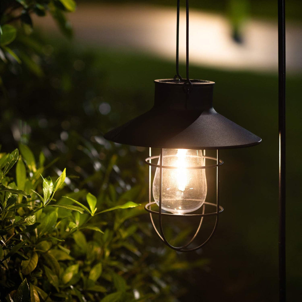 2 Pack EKQ Hanging Solar Lights Lantern Lamp with Shepherd Hook, Metal Waterp...
