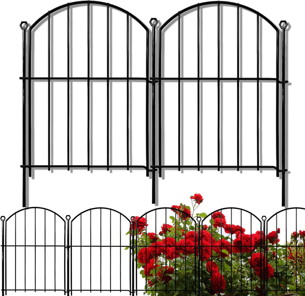 Decorative Garden Fence 17in x10ft, 10 Pack Rustproof Metal No Dig Fence Anim...