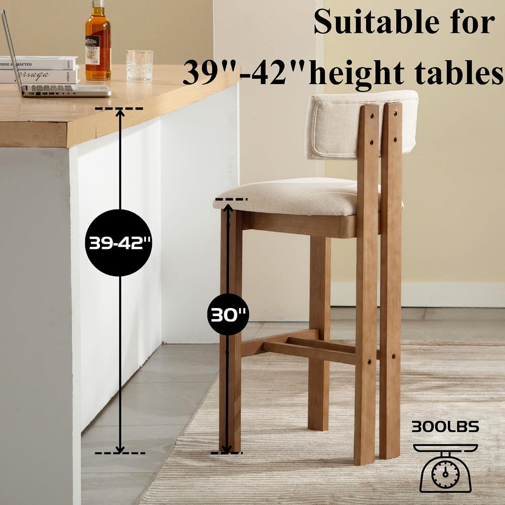 chairus Farmhouse Bar Stools Set of 2 Modern 30” Counter Height Bar Stools wi...