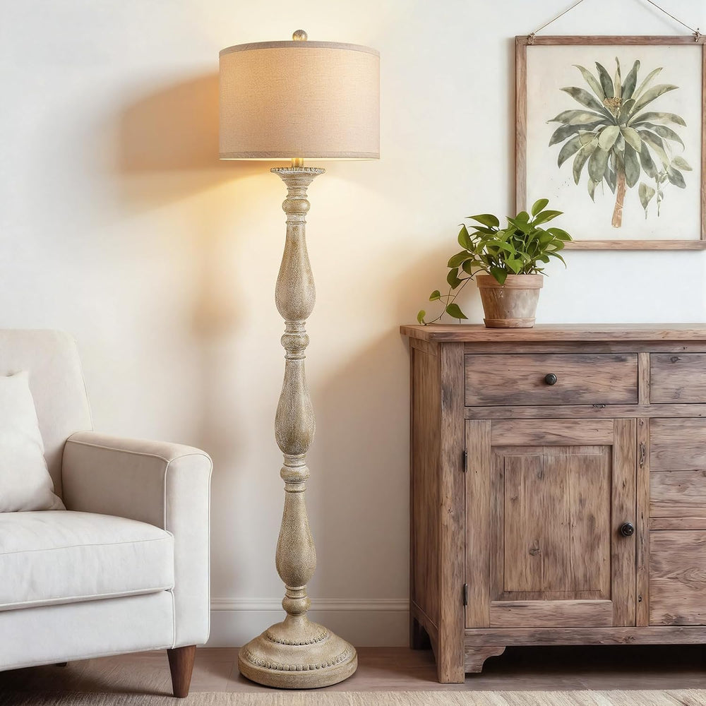 PARTPHONER Vintage Floor Lamp for Living Room, Rustic Farmhouse Standing Lamp...