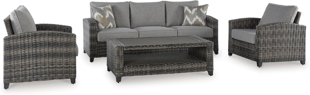 Signature Design by Ashley Oasis Court 4-Piece Patio Furniture Set, Gray