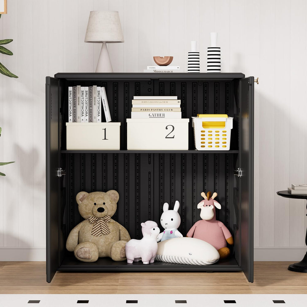 HOMSPARK Indoor/Outdoor Storage Cabinet with Doors and Shelf, 34”x15”x36” HDP...
