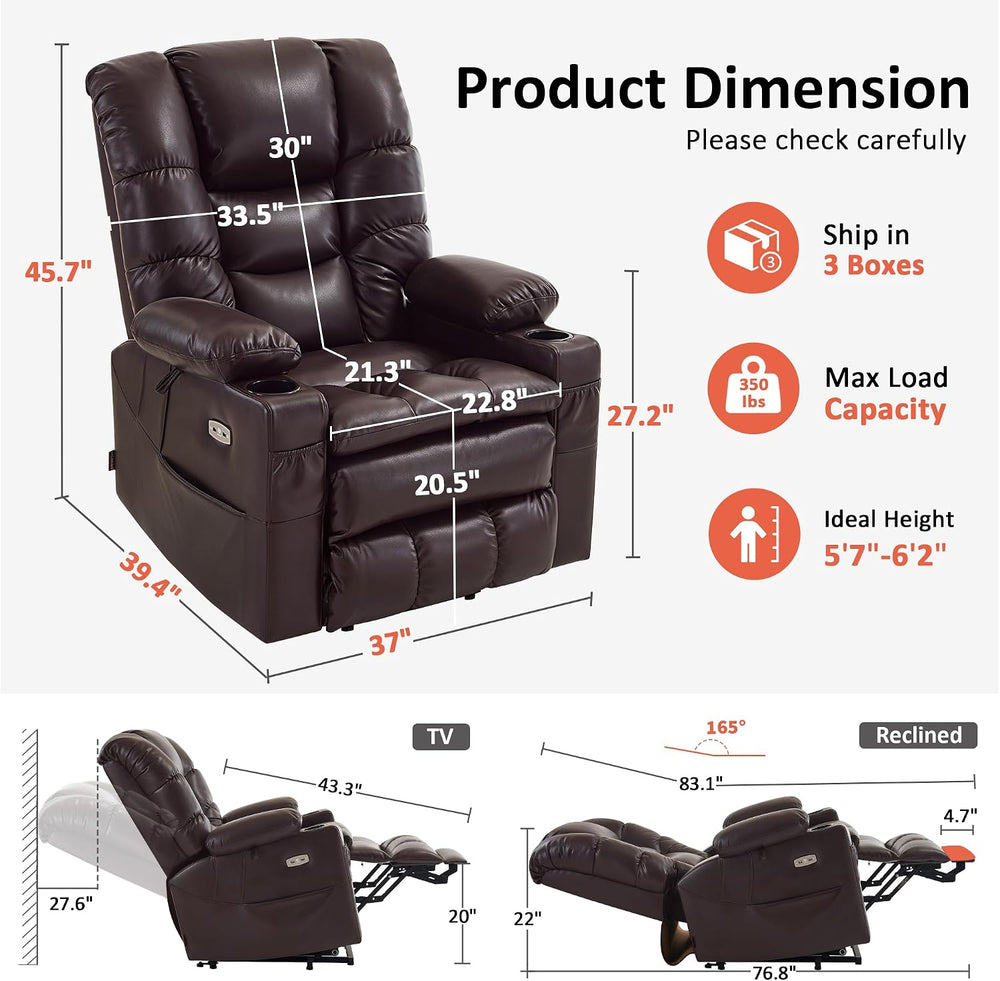 MCombo 3 Motor Large Power Lift Recliner for Elderly, Massage & Heat, 7634