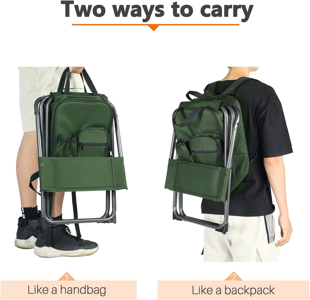 Portal Backpack Cooler Chair with Backrest, Portable Folding Stool