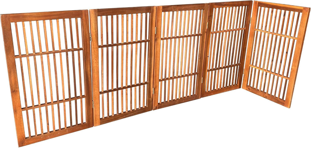 Urnporium Pet Dog Gate Freestanding, Strong Durable Folding Wooden Fence, Por...