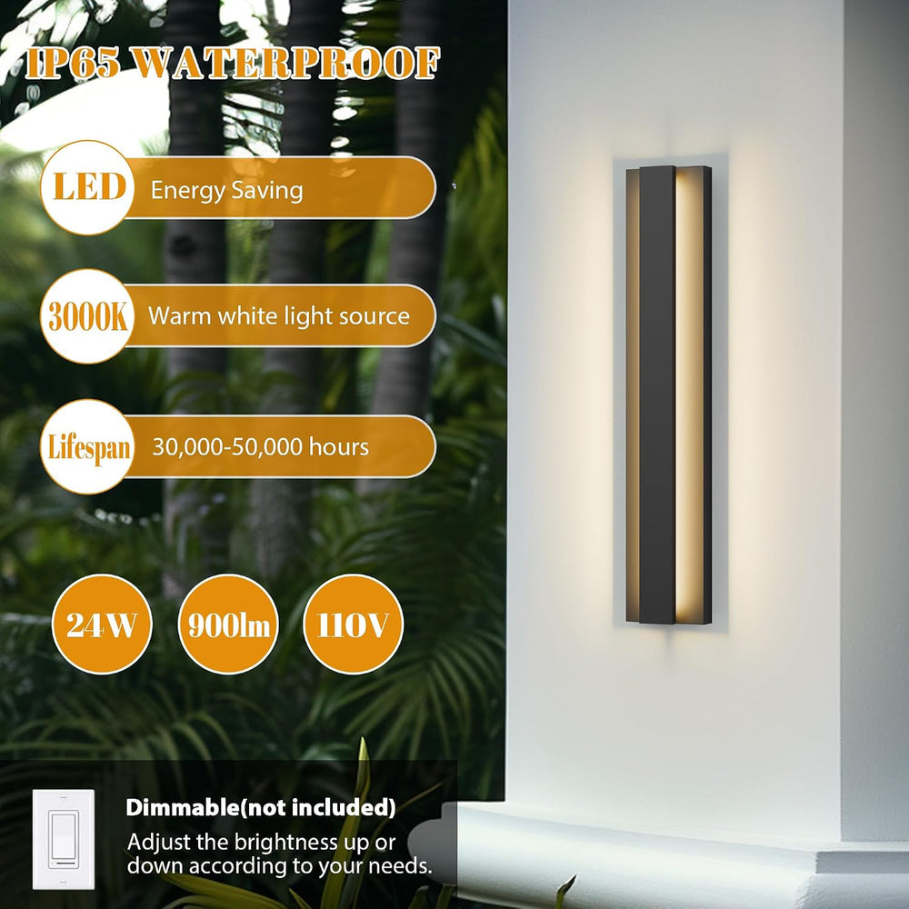 LamQee 23.6 Inch Modern Outdoor Wall Light Exterior Lighting Fixtures, 3000K ...