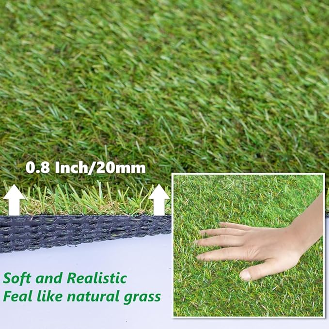 Artificial Grass Outdoor Rug, 3FT x 5FT (15 Square Feet) 0.8 inch Realistic F...