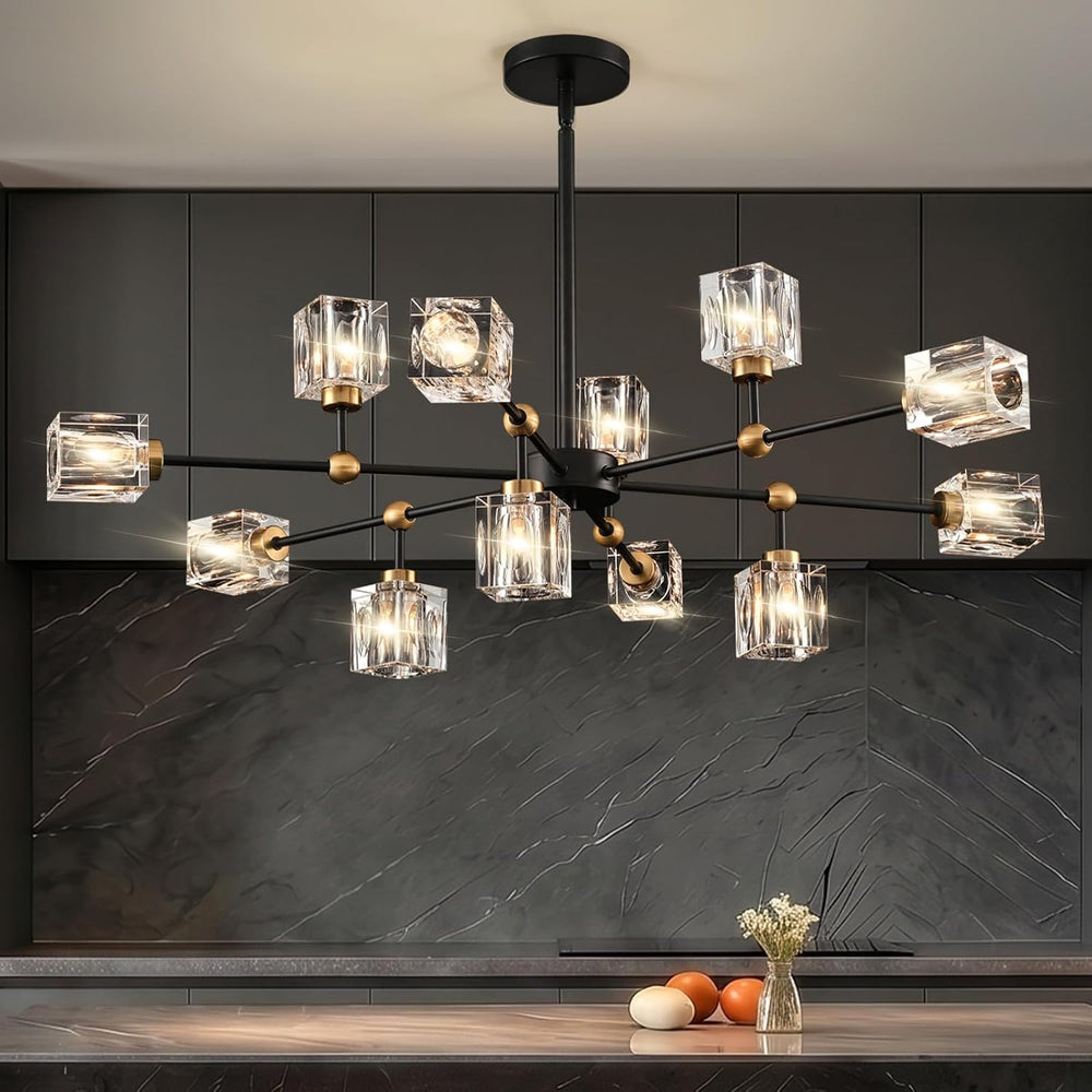 Sputnik Crystal Chandelier with 12-Light, Modern Light Fixture