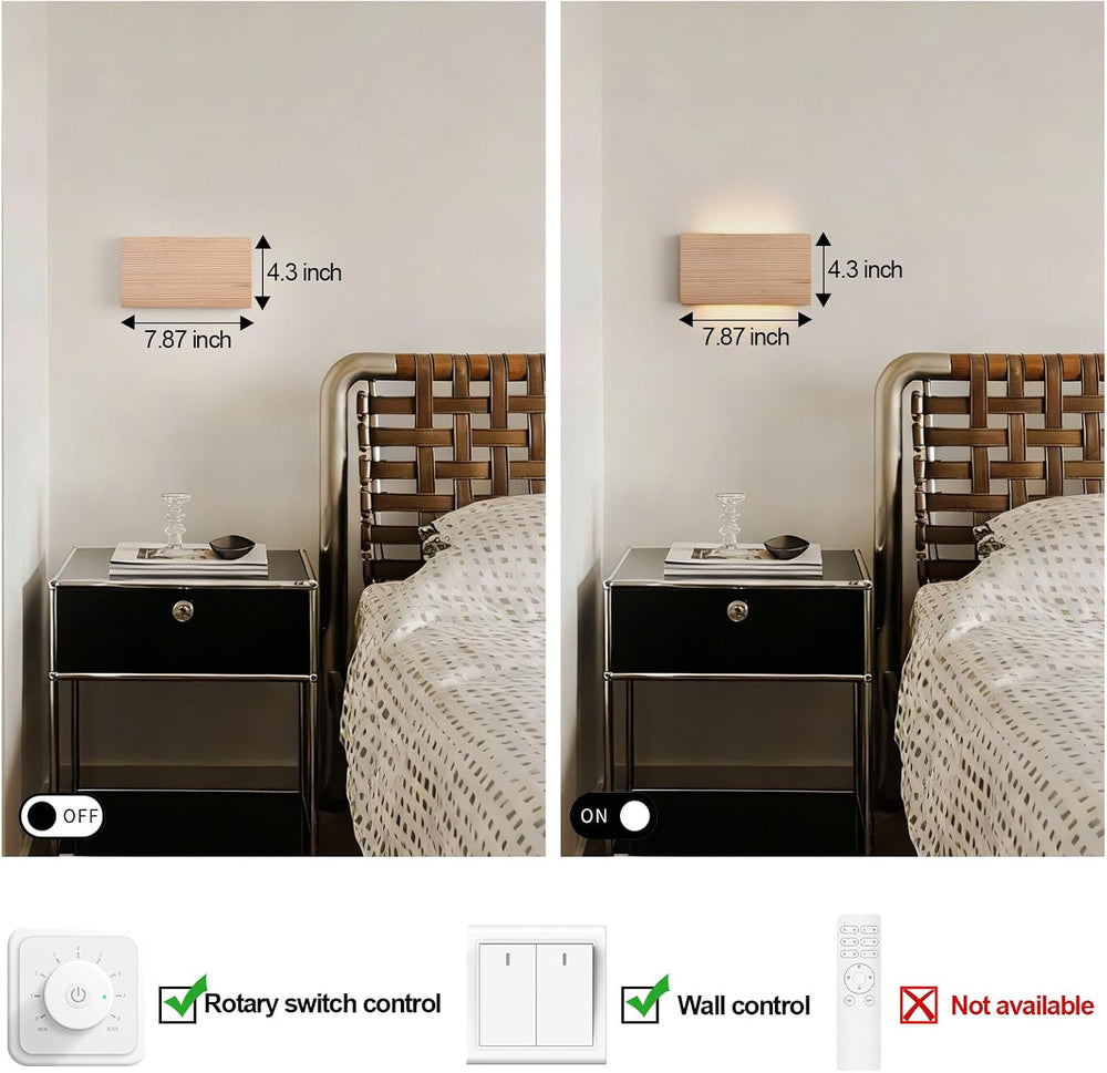 Wood Wall Sconce Indoor Wall Lights Hardwired 2 Pack Up and Down Wall Mount L...