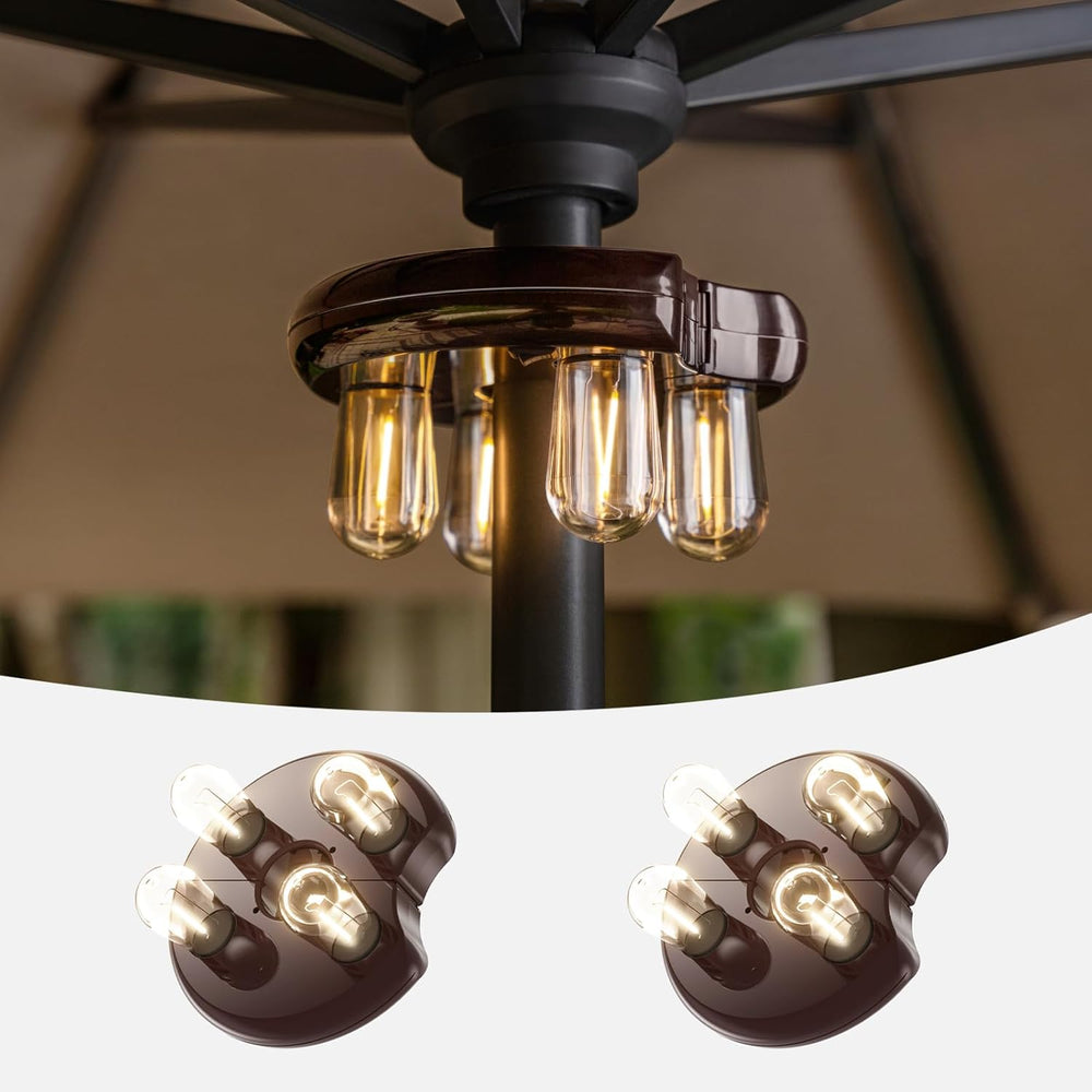 Patio 2 Packs Umbrella Light with LED Edison Bulbs, Battery Operation Cordles...