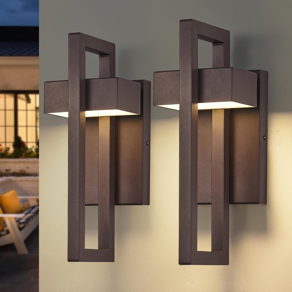 Modern Outdoor Wall Lights Brown Exterior Lighting Fixtures, 13.7'' 2...