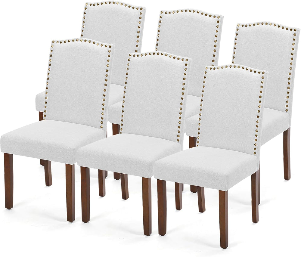DUMOS Dining Chairs Set of 6, Upholstered Accent Chair, Light Grey