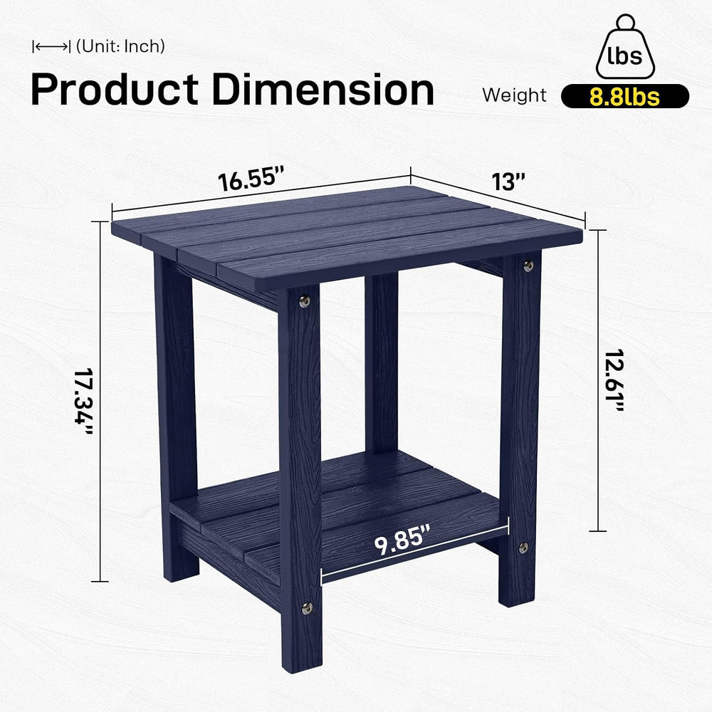 Outdoor Side Table, Weather Resistant Double Small Adirondack Side Table, Out...