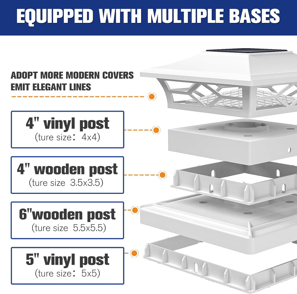 VOLISUN 12Pack Solar Post Cap Lights, 2 Color Modes Deck Lights, White