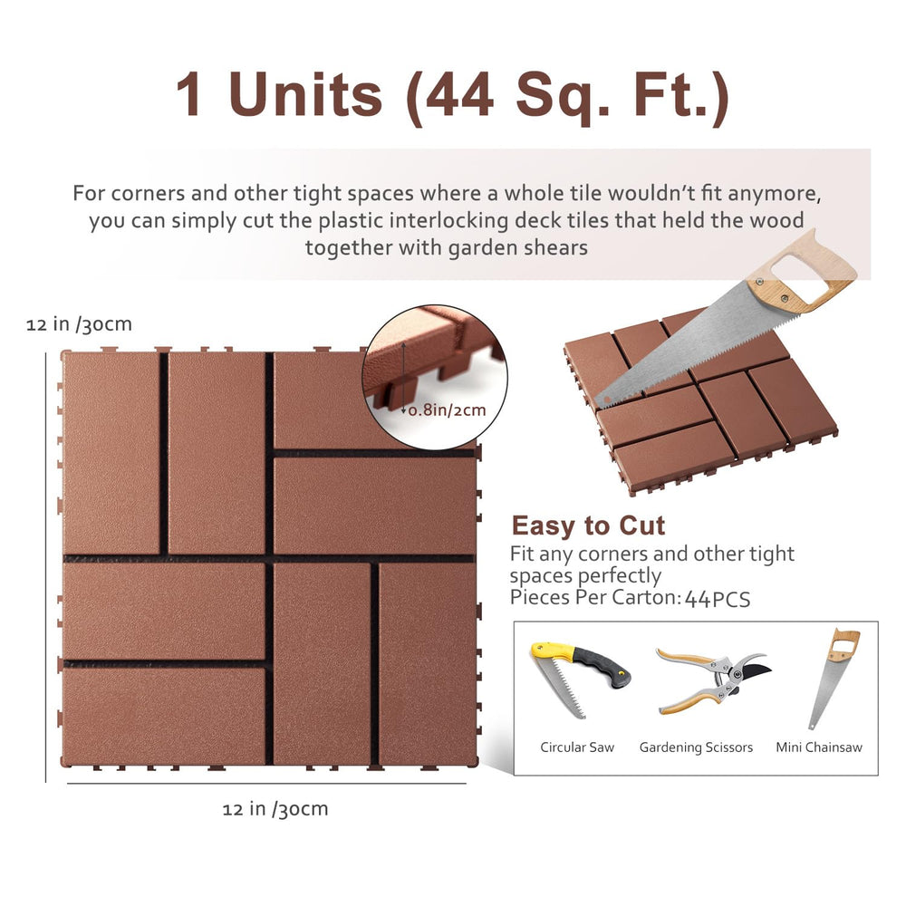 Interlocking Deck Tiles, EchoDeck Patio Deck Tiles, 44 Pack Deck Tiles Interl...