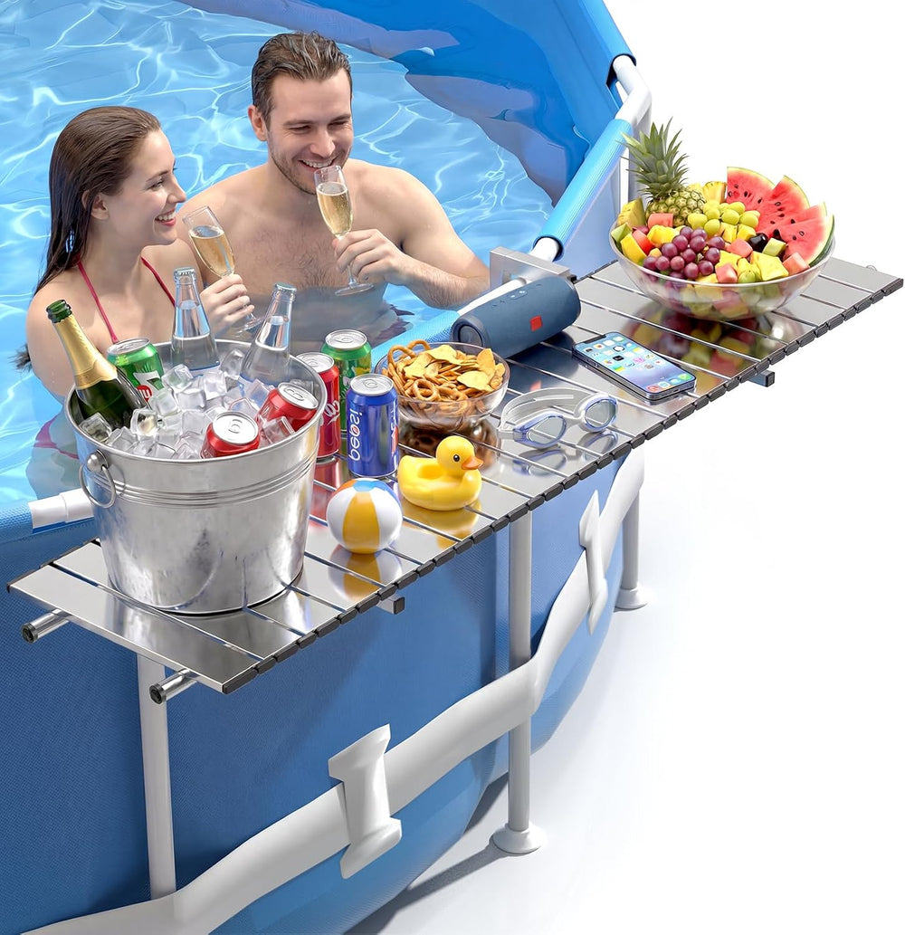 FUQUN Above Ground Pool Table, 47" x 11.7" Stainless Steel Poolside...