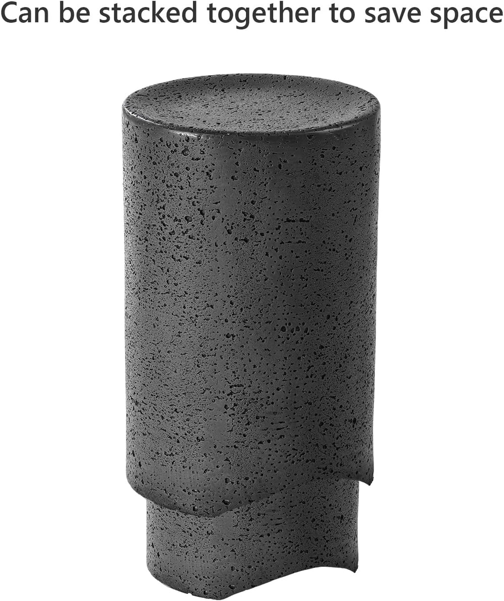 COSIEST Concrete Outdoor Side Table, Set of 2 Round End Tables, Decorative Ga...