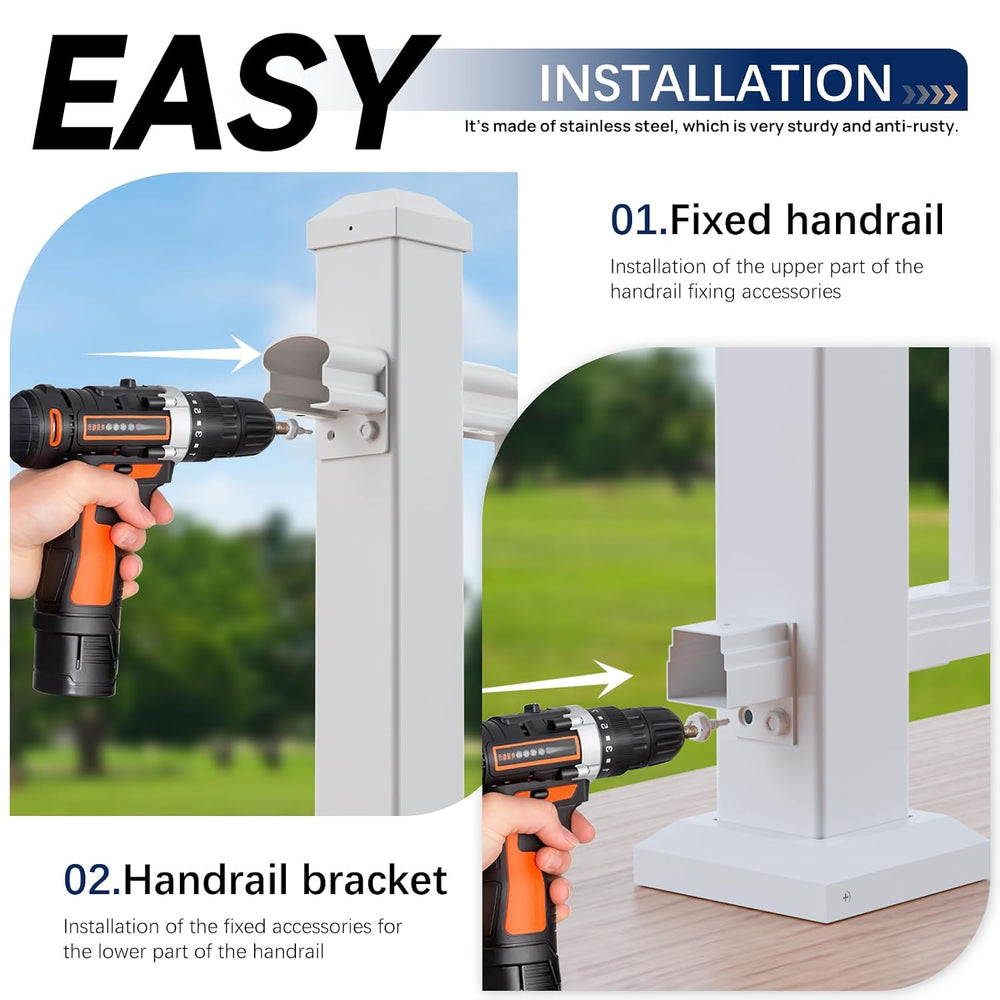 Egadis 4 Pack Modular Aluminum Fixed Railing Bracket, White