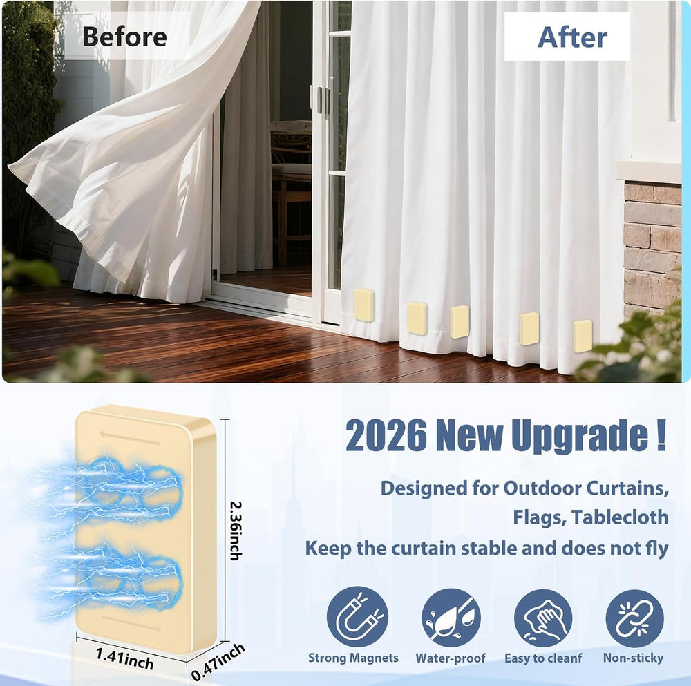 16PCS 52 oz Heavy Duty Outdoor Curtain Weights, Waterproof Magnets, Beige