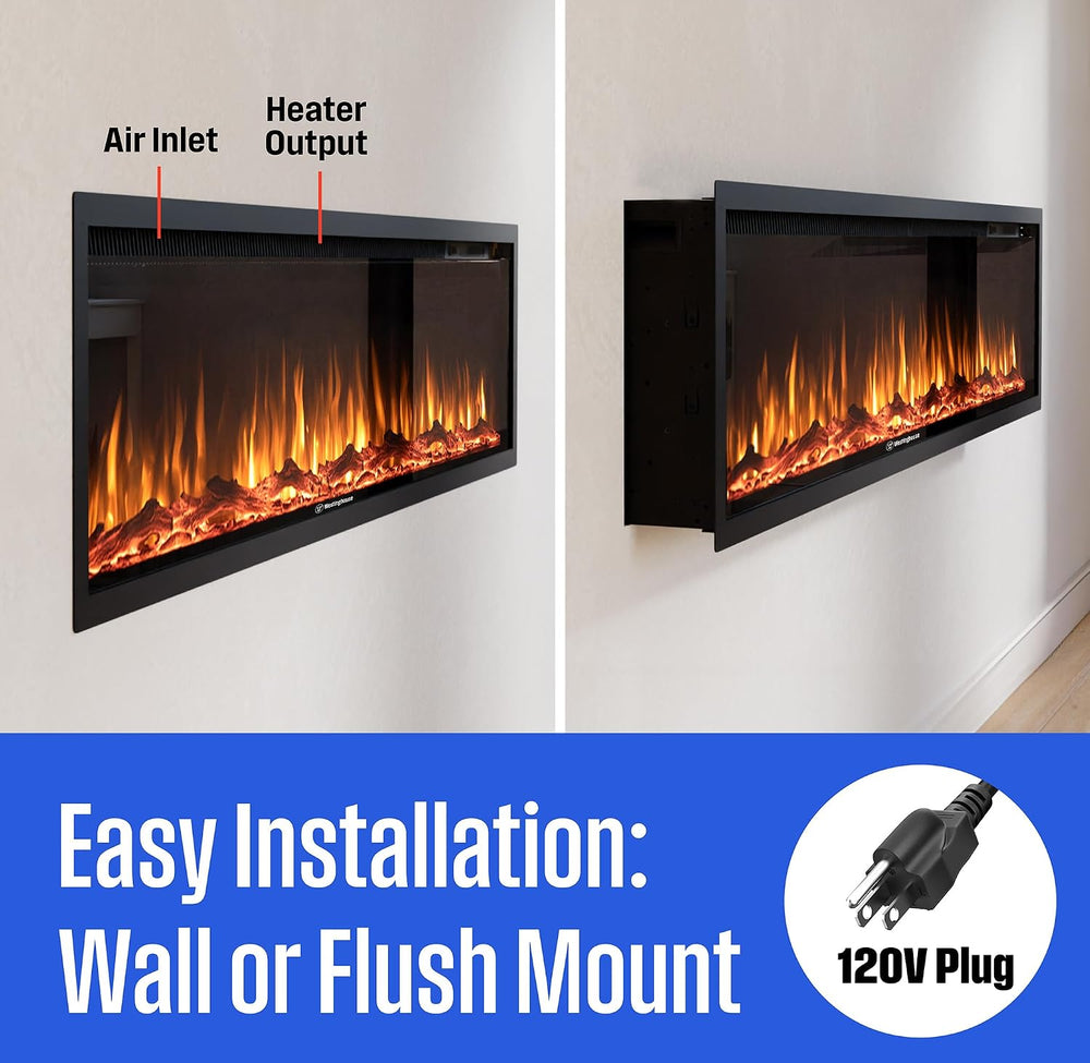 Westinghouse 50 Inch Electric Fireplace Heater, Compatible with Alexa & G...