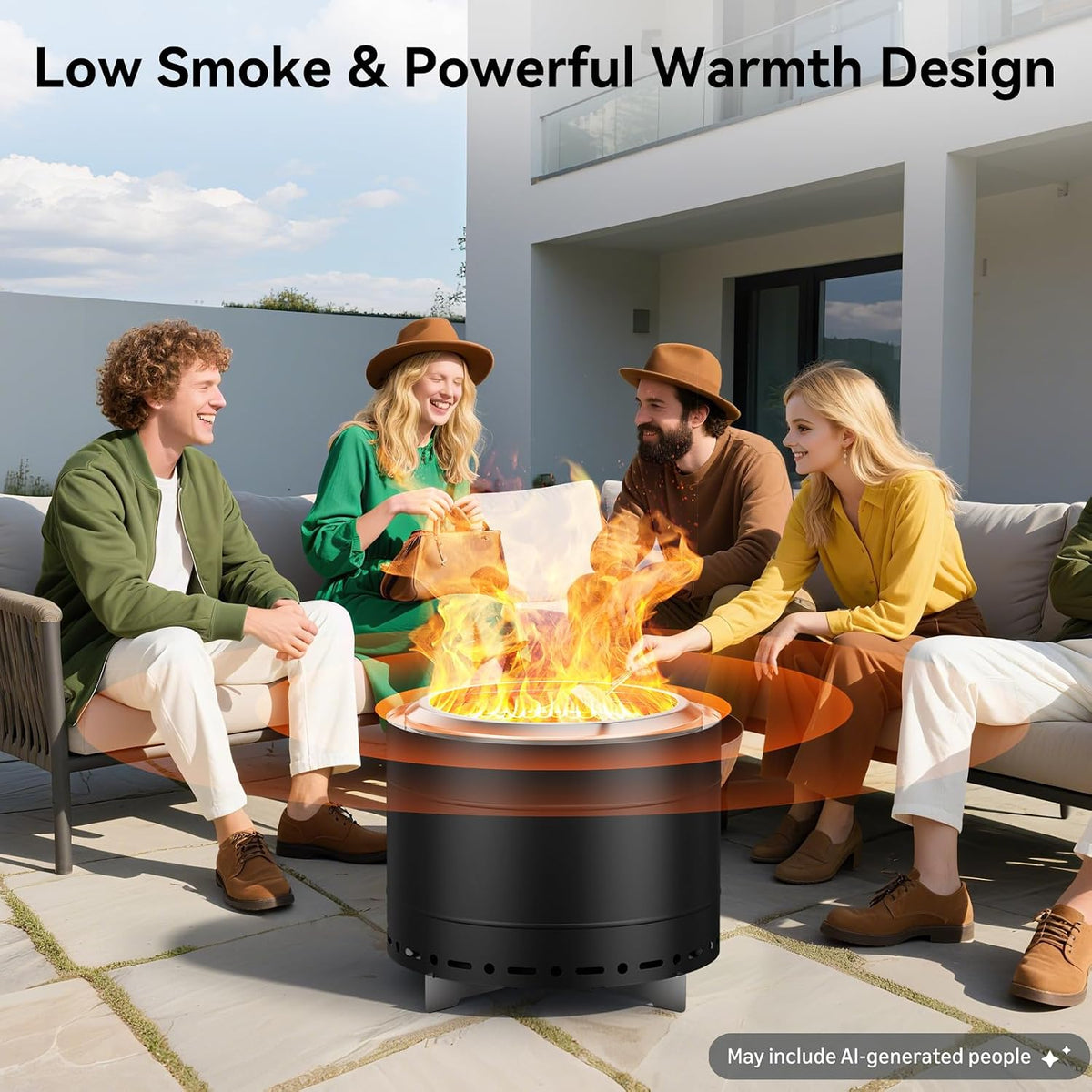 panovue 19.5 inch smokeless fire pit with carry shown in use
