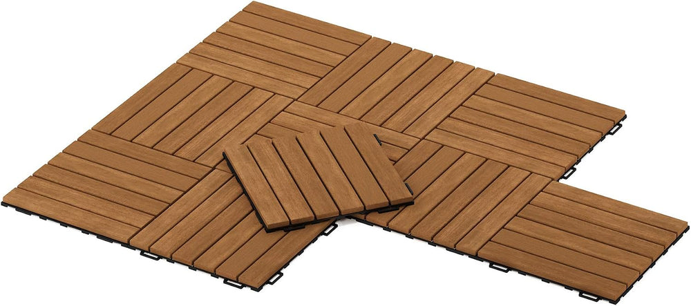 Furinno FG181034 Tioman Floor Decking Wood Tile, Natural (Pack of 10)