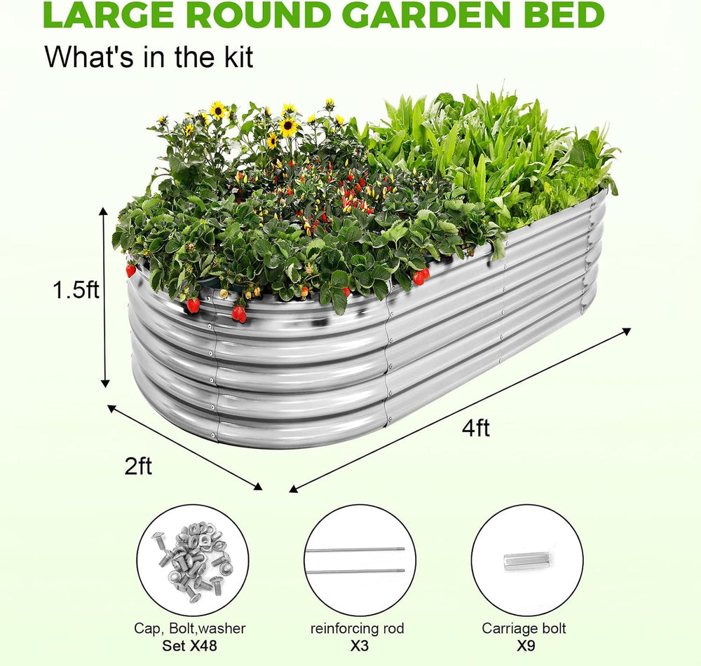 Land Guard 4×2×1.5ft Galvanized Raised Garden Bed Kit, Galvanized Planter Gar...