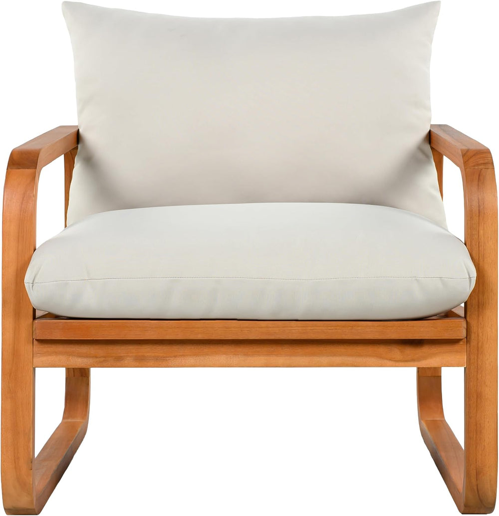 Merax Outdoor 4-Piece Acacia Wood Conversation Set - Patio 2-Seat Loveseat So...