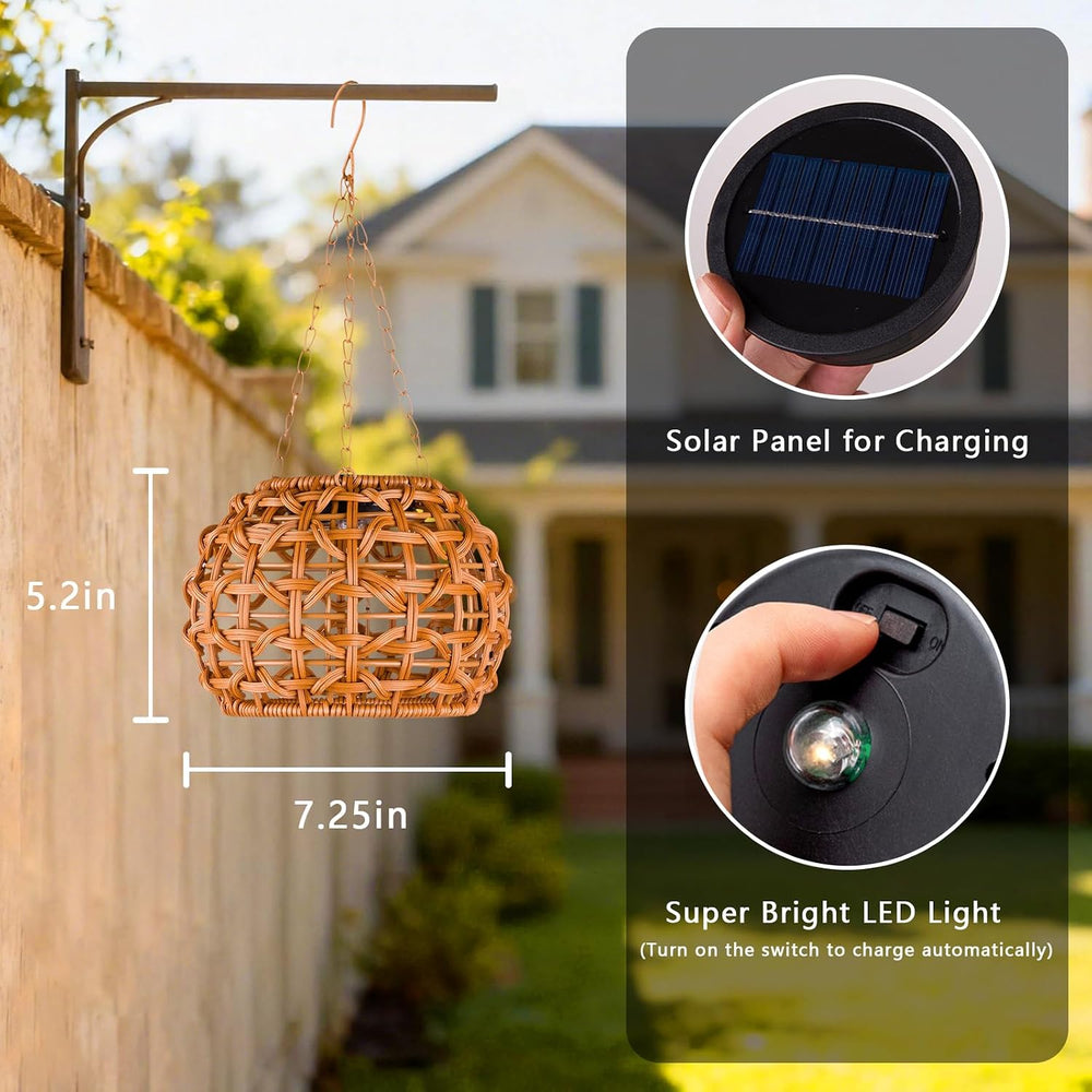 2 Pack Solar Lanterns Outdoor Waterproof, Hanging Solar Lights for Outside wi...