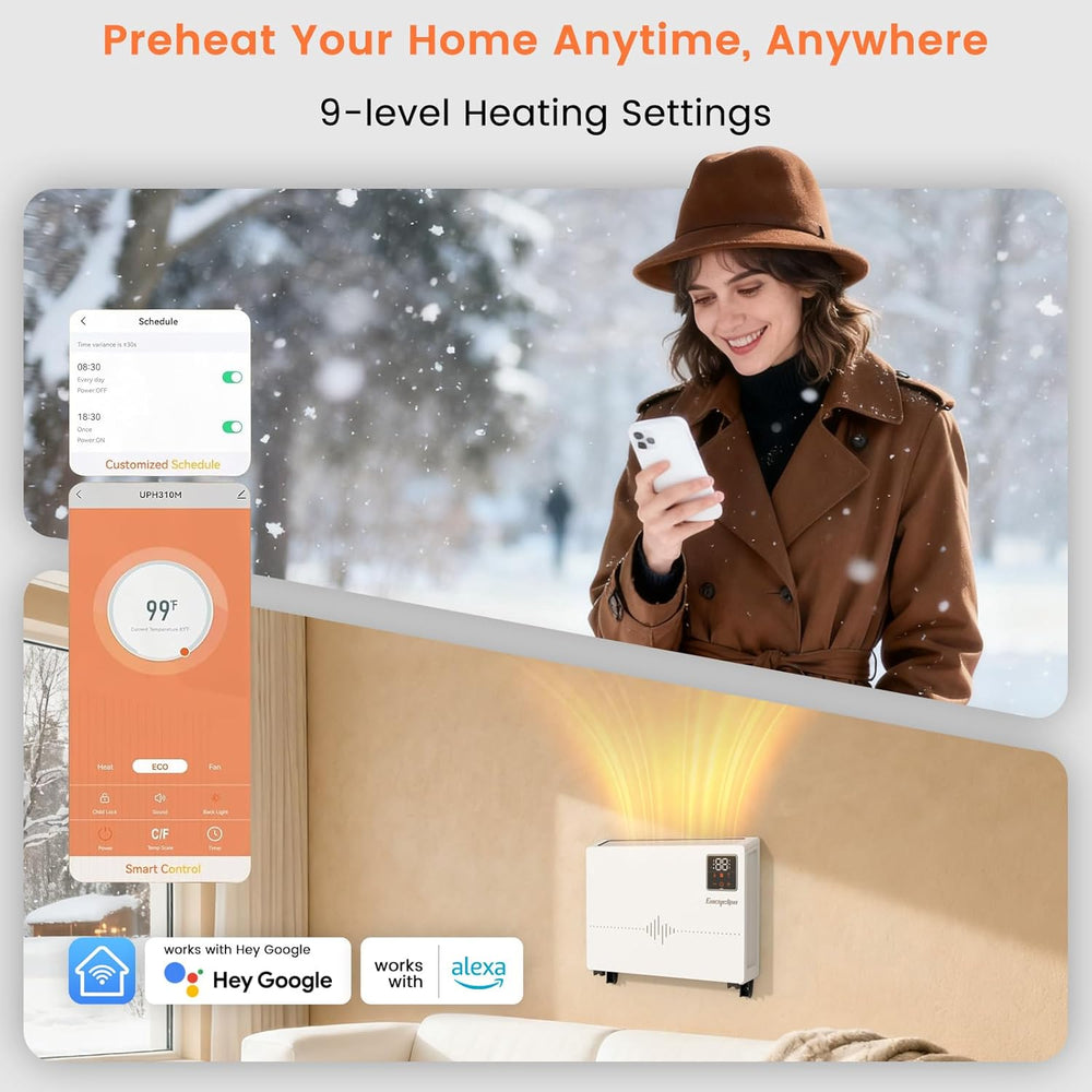 Encyclpo Smart Wall Heater with Wireless and Remote Control, 1500W Space Heat...