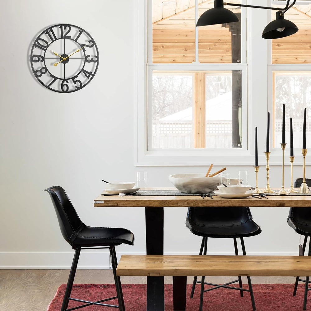 Indoor Outdoor Large Patio Decorative Wall Clock Silent Non Ticking Battery O...