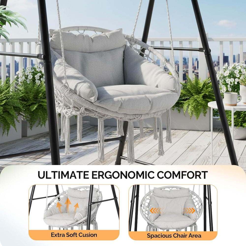 ONCLOUD Hammock Chair with Stand, Comfy Hanging Chair with Cusion, Swing Stan...