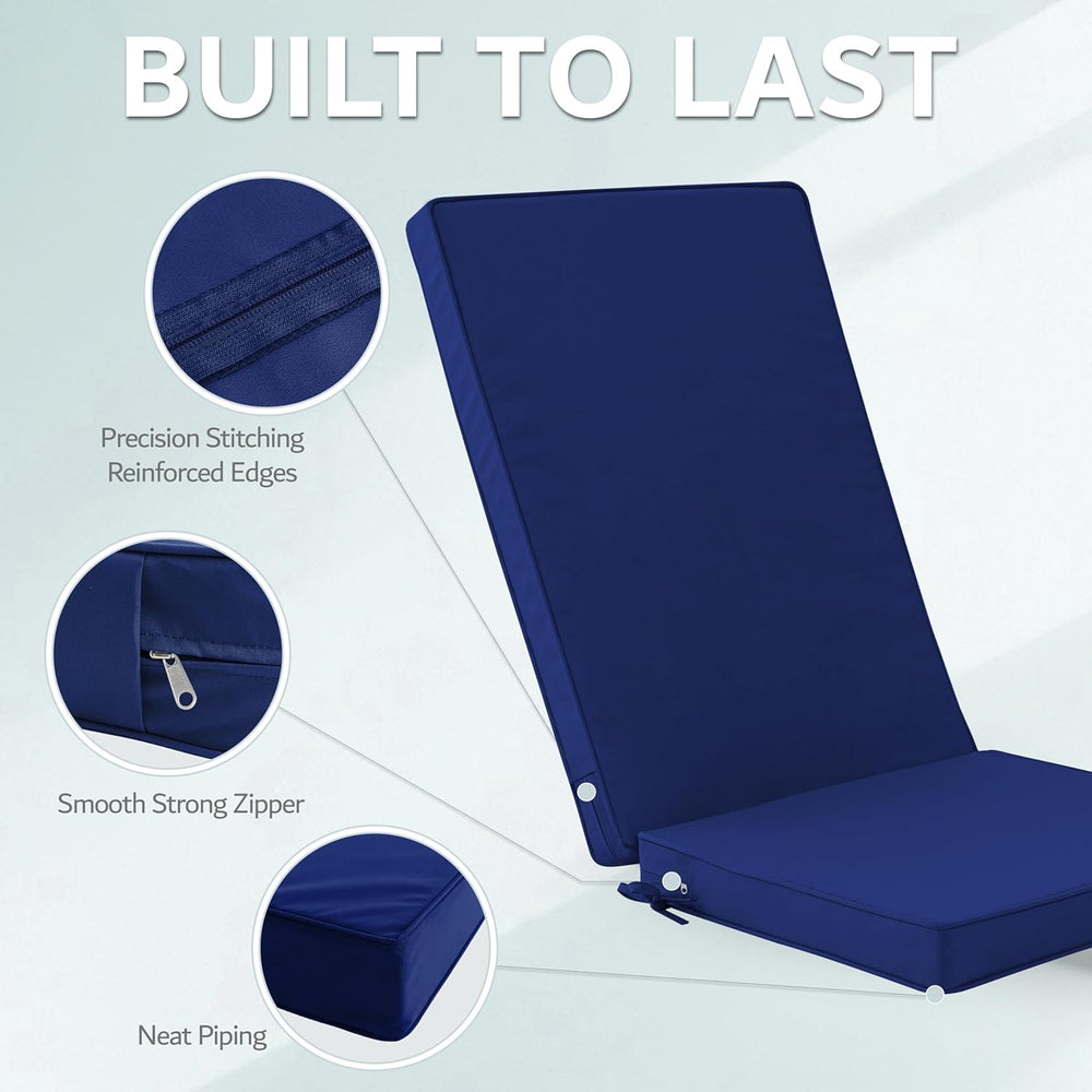 Outdoor Adirondack Chair Cushions Set of 4 - Removable Covers, Water-Repellen...