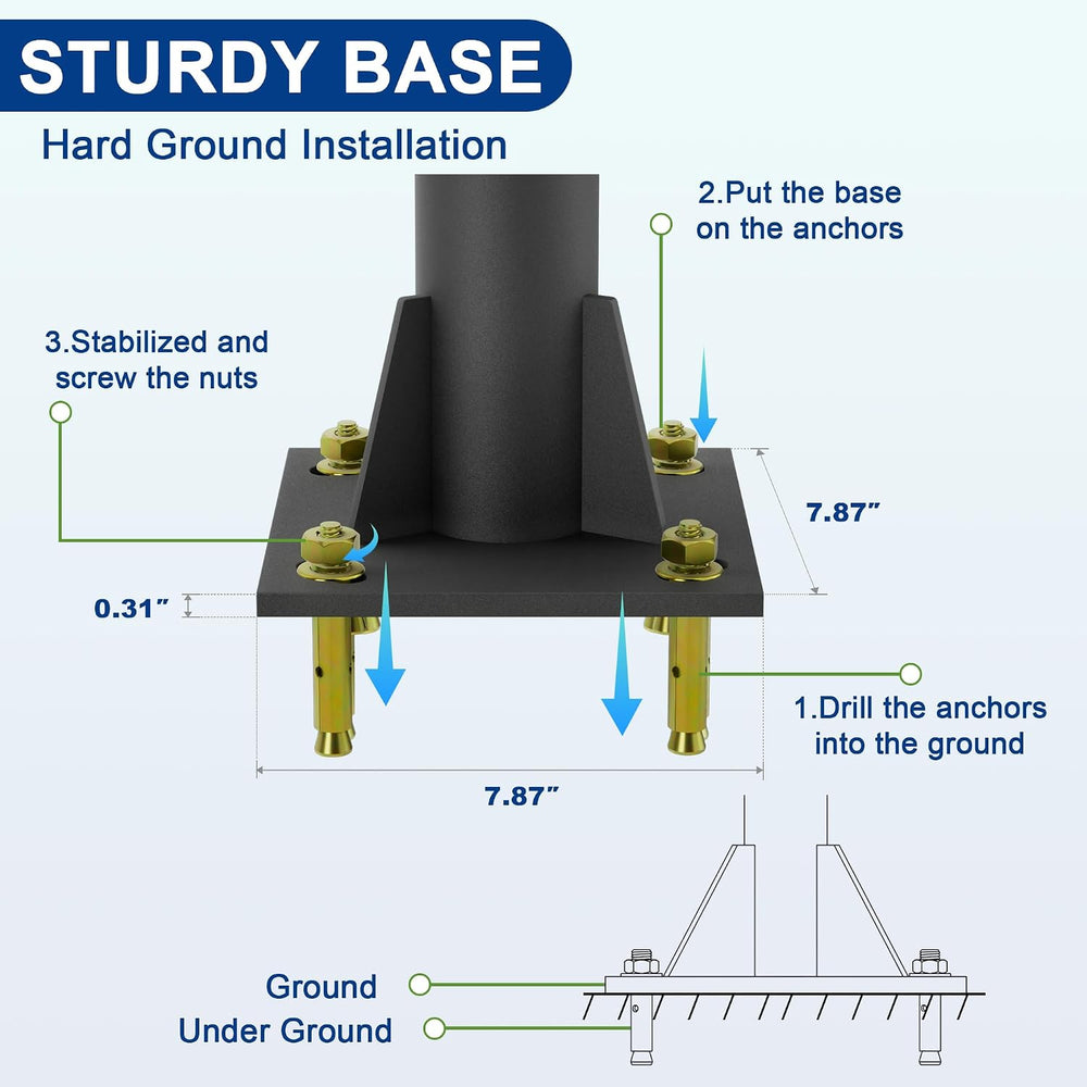 10ft Sun Shade Pole, 3" Diameter Heavy Duty Metal, Black Shade Sail Pole...
