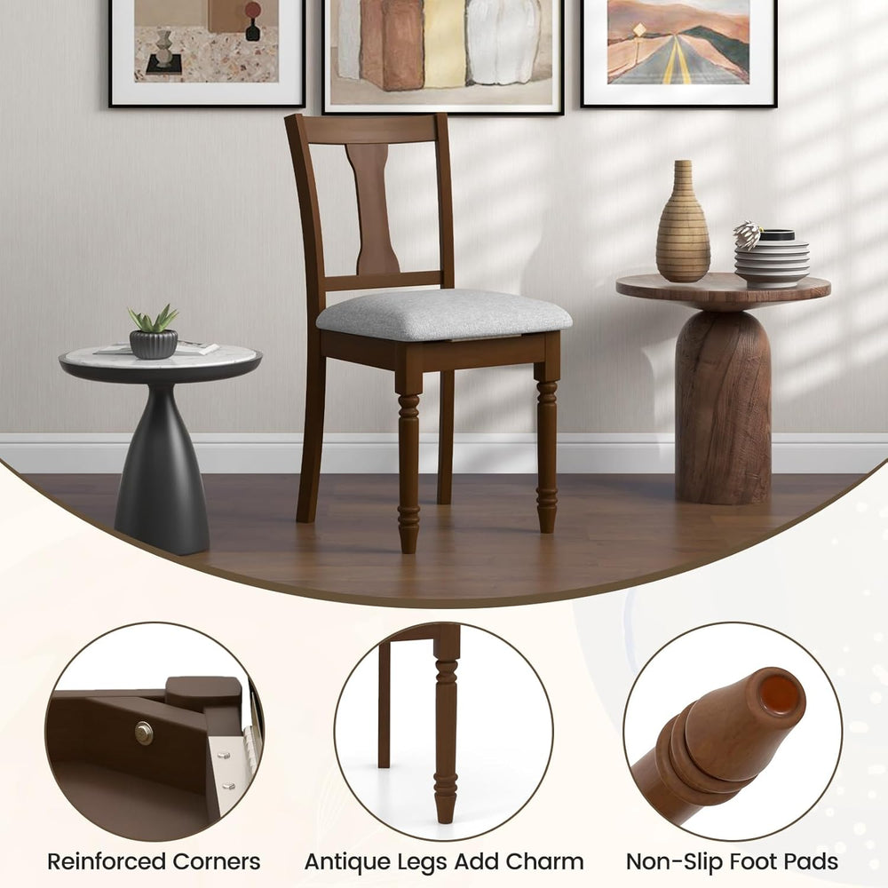 GIANTEX Wood Dining Chairs Set of 2, Farmhouse Dining Room Chair with Cushion...