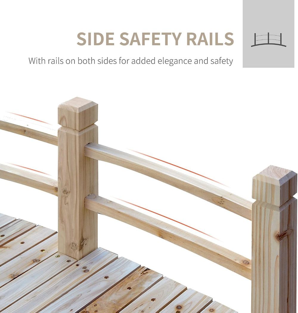 Outsunny Fir Wood Garden Bridge Arc Walkway 60" x 26.5" x 19" ...