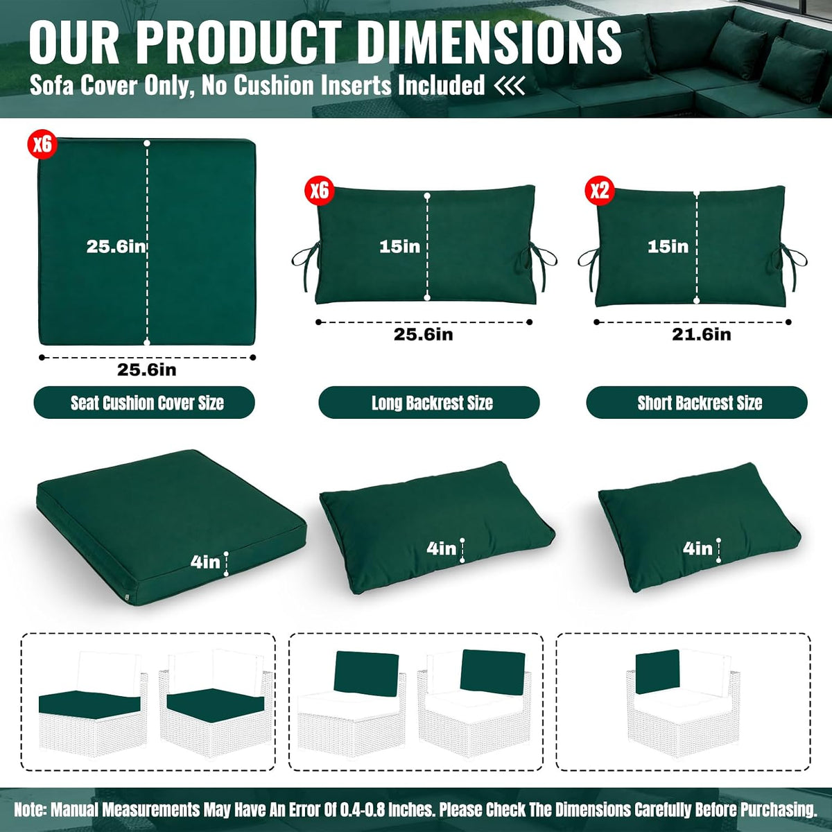 outdoor patio furniture cushion covers waterproof zipper dark shown in use