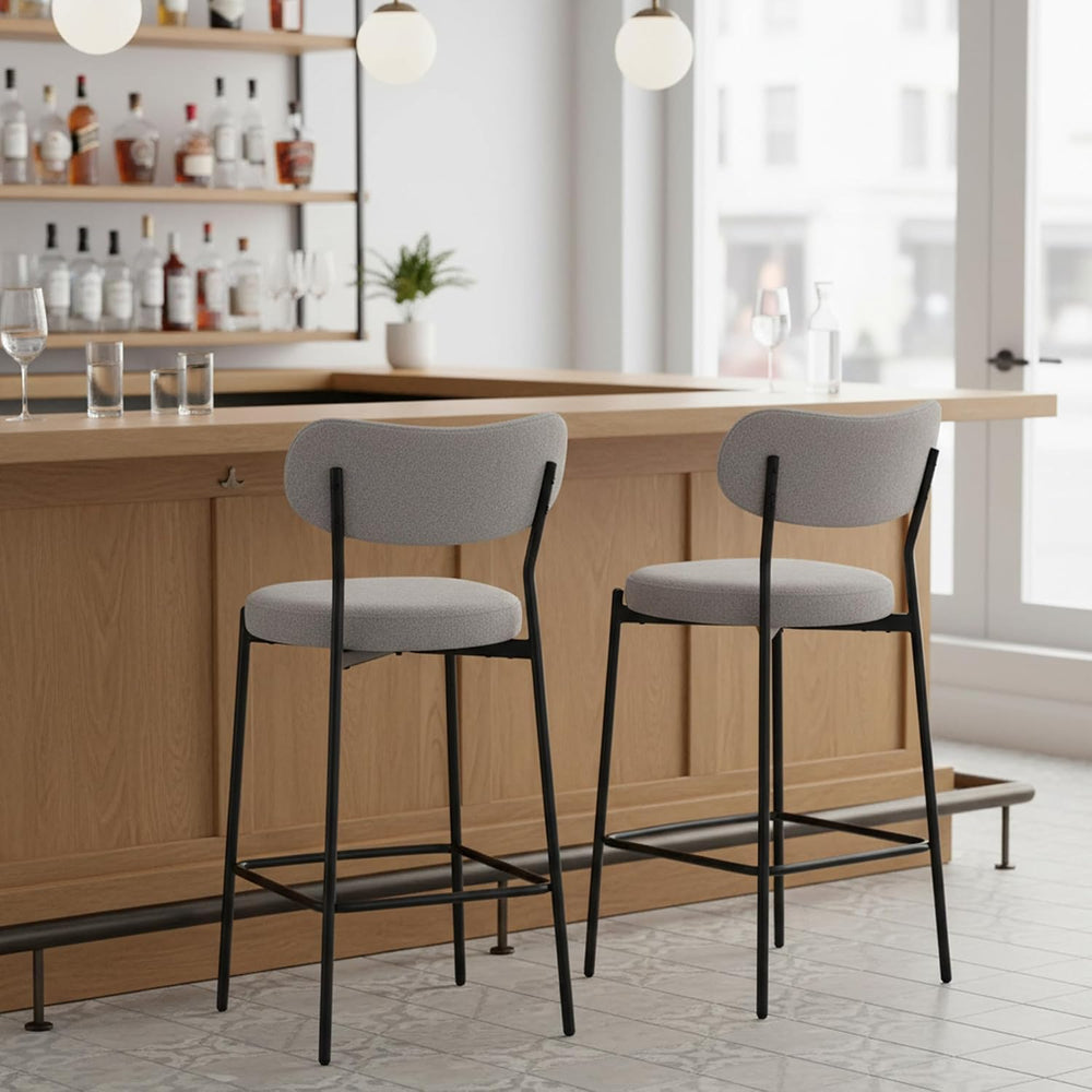 DUHOME Counter Height Bar Stools Set of 2,Upholstered Barstools with Back