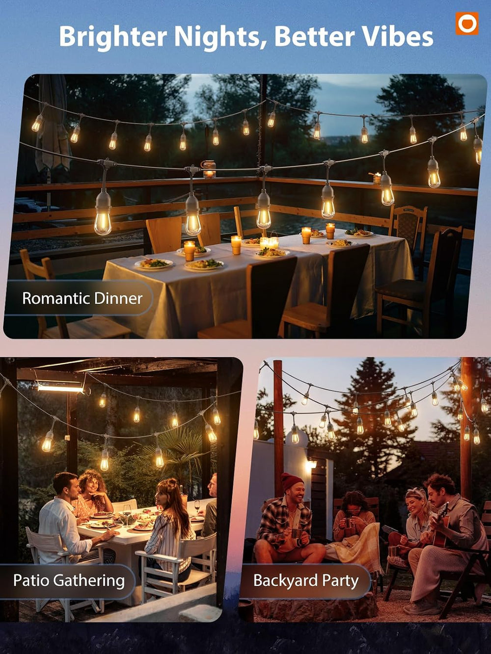 addlon LED Outdoor String Lights 48FT Edison Vintage Weatherproof ETL