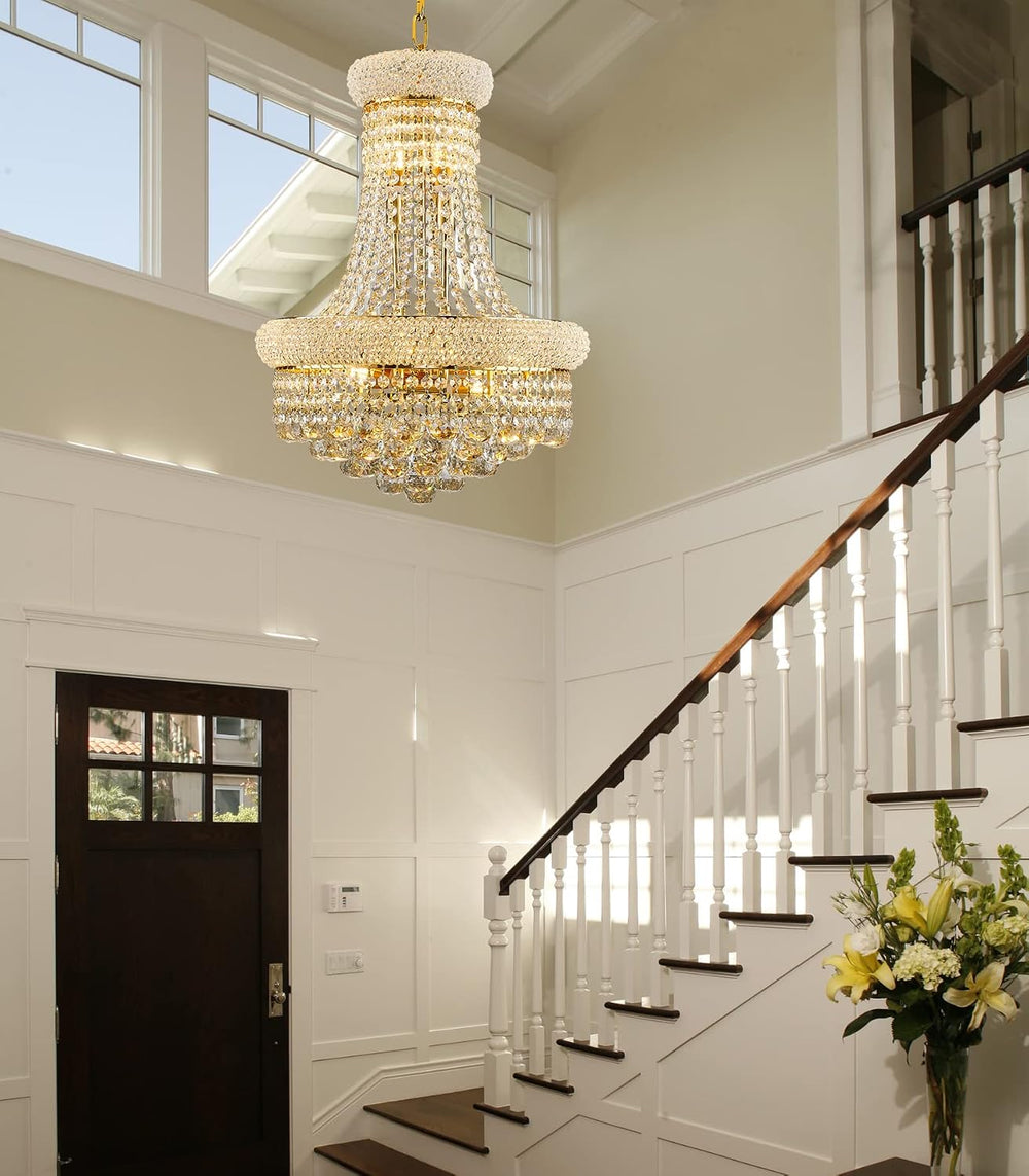10 Lights Gold Finish Empire Crystal Chandelier Lighting for Dining Room Livi...