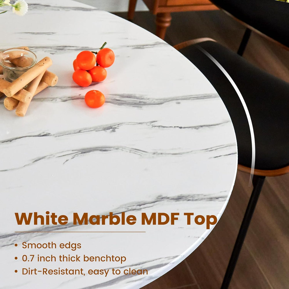 Round Dining Tulip Table for 2, Mid-Century Modern Table with Sturdy Metal Pe...